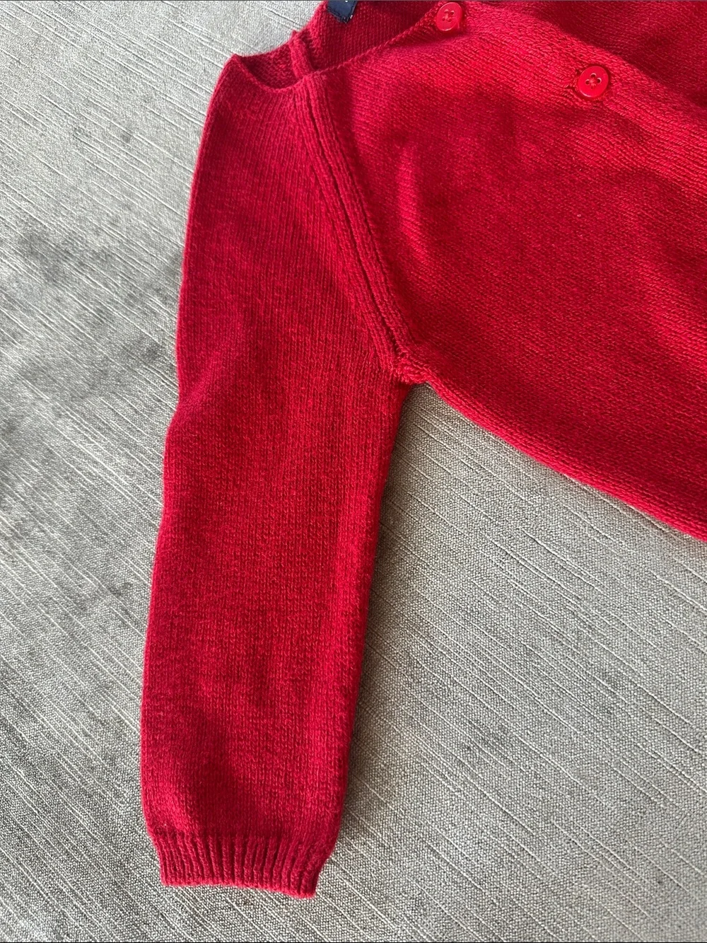 Raglan sleeve Red cardigan 3-6 months 23-27 in 12-17 lb